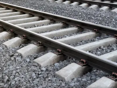 Railway railroad track with stones 3D model
