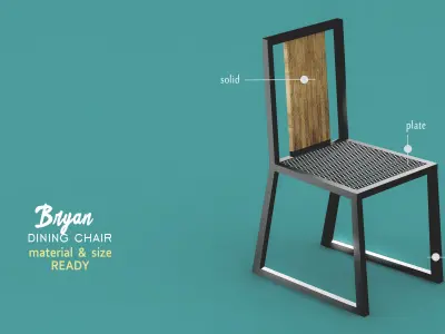 Interior dining set industrial design Low-poly 3D model