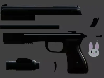 Pistola Modular Game ready Low Poly Low-poly 3D model