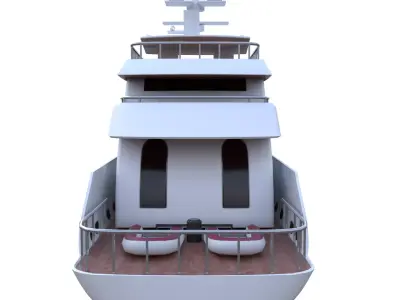 Modern Luxury Yacht PBR Low Poly Blender Ready Low-poly 3D model