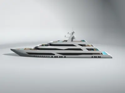 Mega Yacht Boat LOWEST Low-poly 3D model
