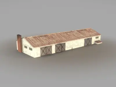 Old Garage 01 white with damage DMG Low-poly 3D model