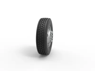 5 Hole front wheel of old school truck Scale 1 to 25 3D print model