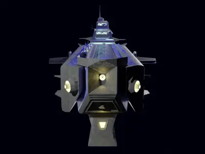 Large Spaceship Low poly 3D model Blender Free 3D model