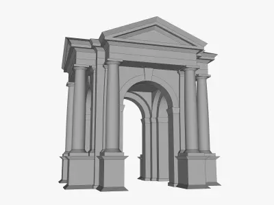 Arched portico in the mas  Tuscan order   Column gazebo Low-poly 3D model