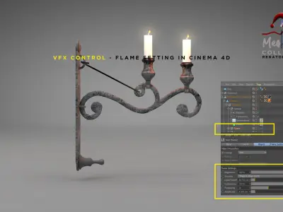 Medieval Wall Ilighting Hor 3D model