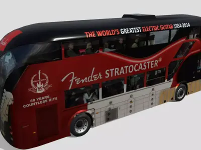 Wrightbus Routemaster STRATOCASTER GUITAR livery Low-poly 3D model