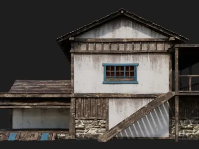Old House Building 4K Textures GameReady 166 Low-poly 3D model