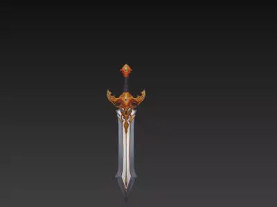 Epic Stylized Fantasy Sword 3D Model - Ornamental Heroic Blade Free 3D model