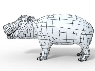 3D Hippopotamus Model Low-poly 3D model