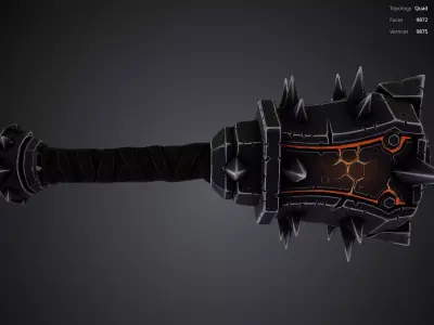 Spiked Mace with Lava 3D model