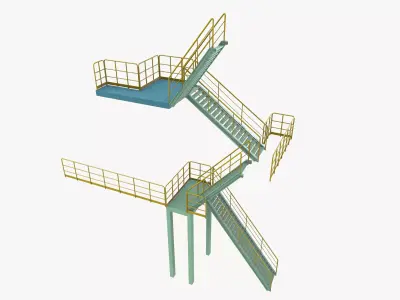 Industrial Stair Case Low-poly 3D model