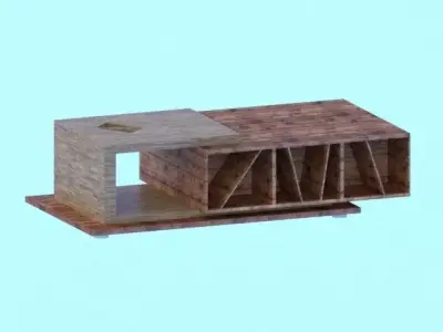 Industrial style table Low-poly 3D model