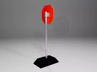 Stop Sign 3D Model Low-poly 3D model