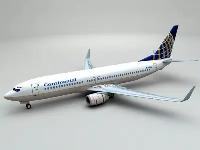 Boeing 737-800 NG Airliner - Continental Airlines Low-poly 3D model