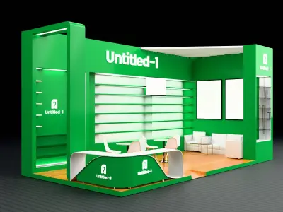 Exhibition Stall design 2 side open 3D model