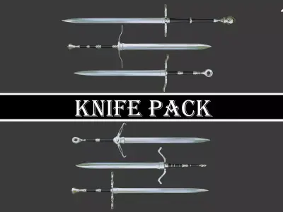 Knife Pack 6 Models Low-poly 3D model