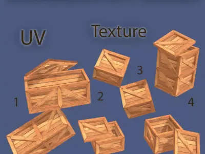 Low poly wood boxes 7 pcs Low-poly 3D model