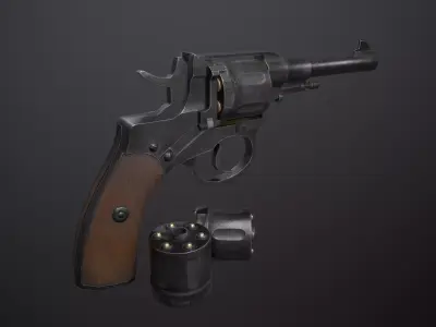 Nagant M1895 Revolver Low-poly 3D model purchase