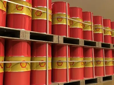 Shell Oil Metal Drums and Pallet 3D model
