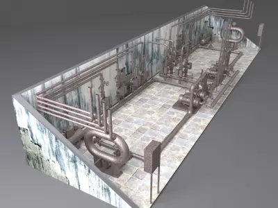 Fire-fighting pumping station 3D model purchase