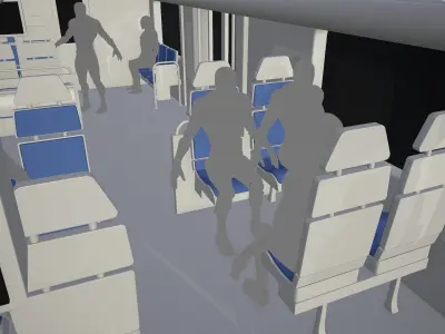 High Poly Train Interior 3D Environment Model 3D model