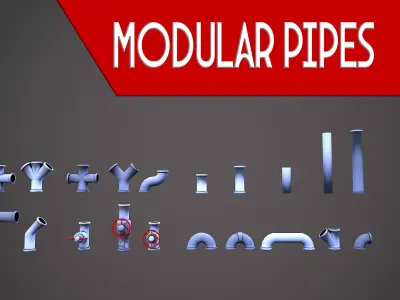 MODULAR PIPES CARTOON STYLIZED Low-poly 3D model