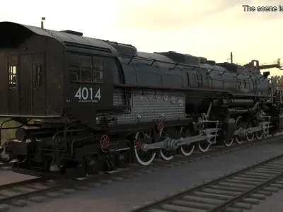 Locomotive Big Boy Rigged 3D model