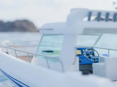 Realistic 3D Boat Model - Modern Cabin Cruiser 3D model