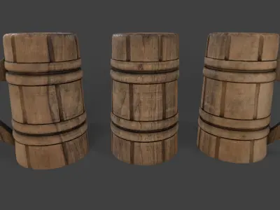 Old Wooden Cup Low-poly 3D model