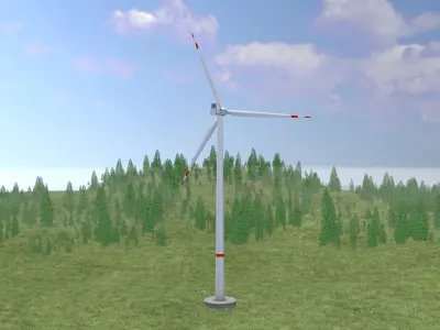 Wind turbine V2 H-175 RD 172m with Animation and Foundation Low-poly 3D model