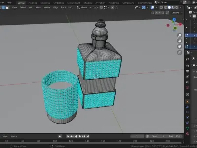 Whiskey Bottle and Cup Free 3D print model