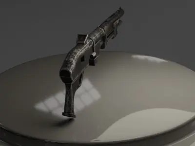 Shotgun with LCD attachments Low-poly 3D model
