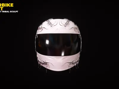 Motorcycle Helmet with Tribal Sculpt 3D model