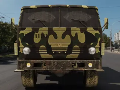 Military Cargo Truck 3D Model Army Transport Vehicle Game Ready Low-poly 3D model
