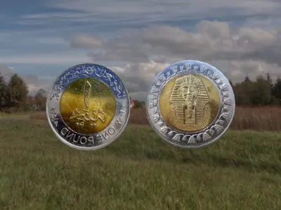 ANTIQUE EGYPT POUND COIN Low-poly 3D model