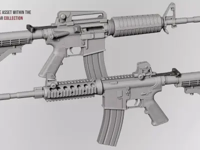 AR15 M4A1 Modular Charging Handle Customizable Low-poly 3D model