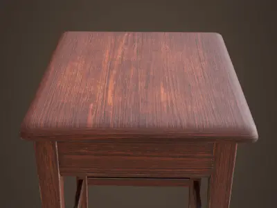 Old vintage simple stool Low-poly 3D model