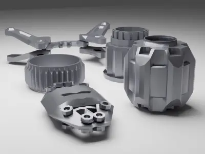 3D Lowpoly Hard surface parts Low-poly 3D model