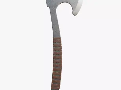 Steel axe with leather wrapping Low-poly 3D model