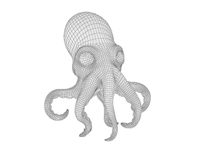 Cartoon octopus Low-poly 3D model