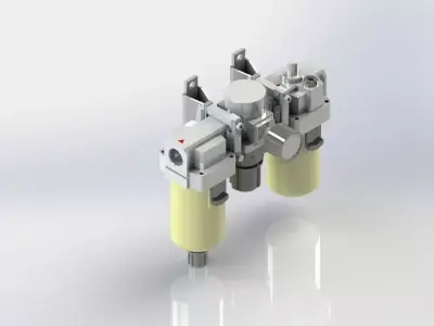 FILTER  REGULATOR  LUBRICATOR 12-14NPT PORTS PRESSURE GAUGE Free 3D model