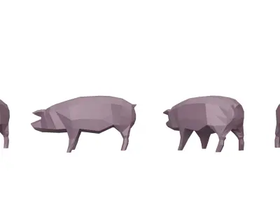 Pig lowpoly 3D Model Low-poly 3D model