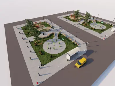 public park-Private Park Landscape 3D model 14