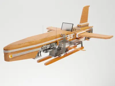 Sci Fi plane concept I made using blender Low-poly 3D model