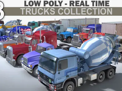 18 LOW POLY Trucks COLLECTION 3D model