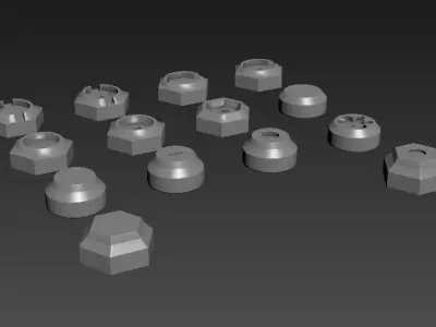bolt 1 hex nuts 3D model