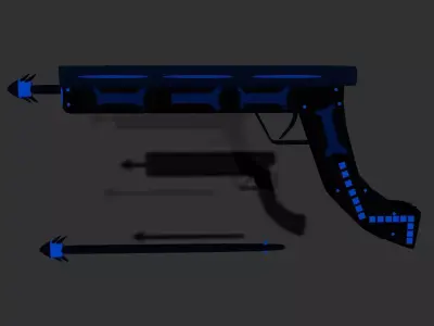 Harpoon Pistol Made in Maya Low-poly 3D model