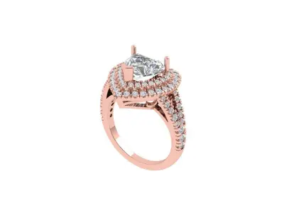 Heart Art Deco Ring 3D print model 2