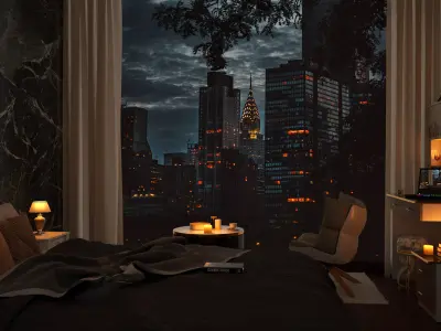 Hotel Room 3D model Low-poly 3D model